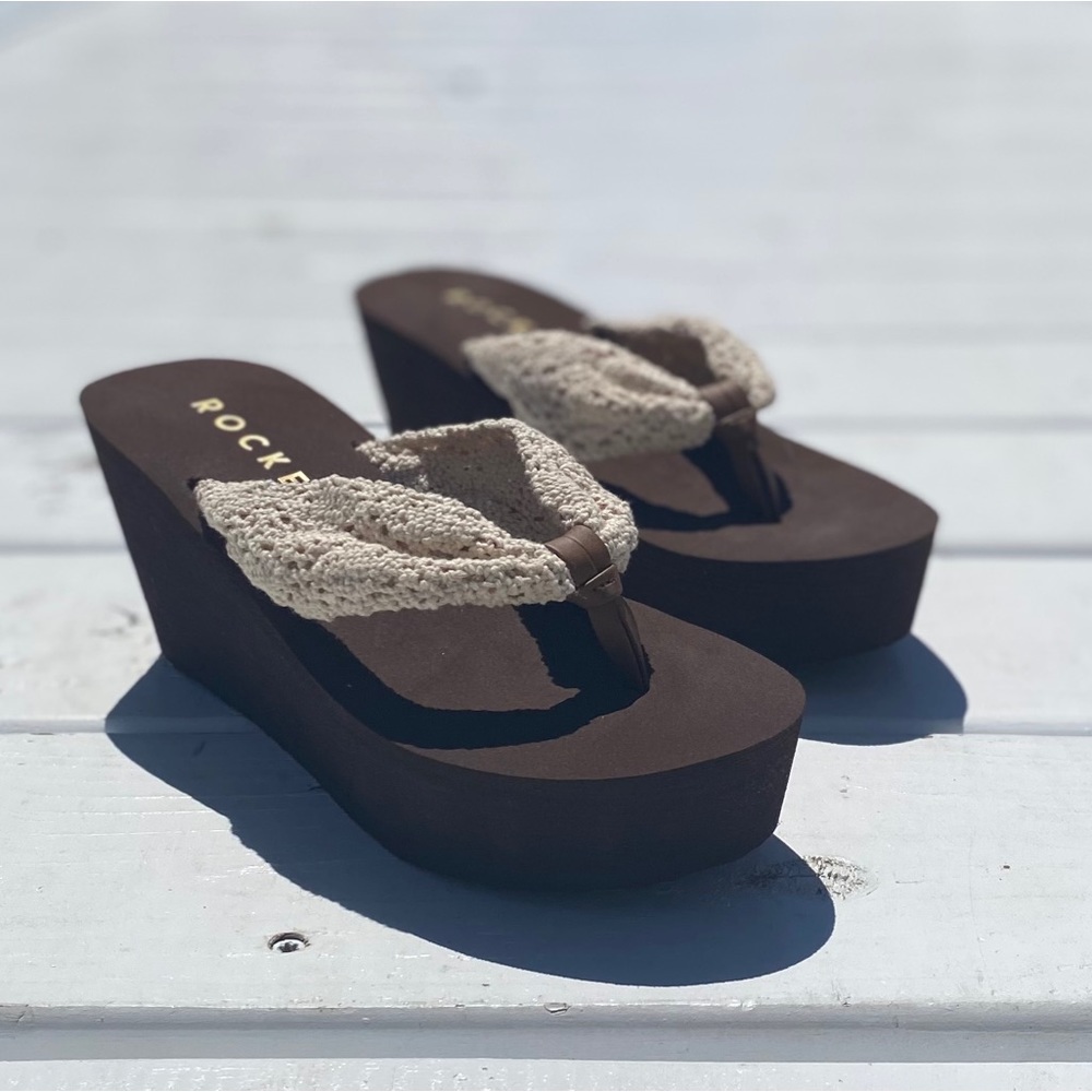 Rocket Dog Dock Crochet Platform Flip Flop Sandal Wedge